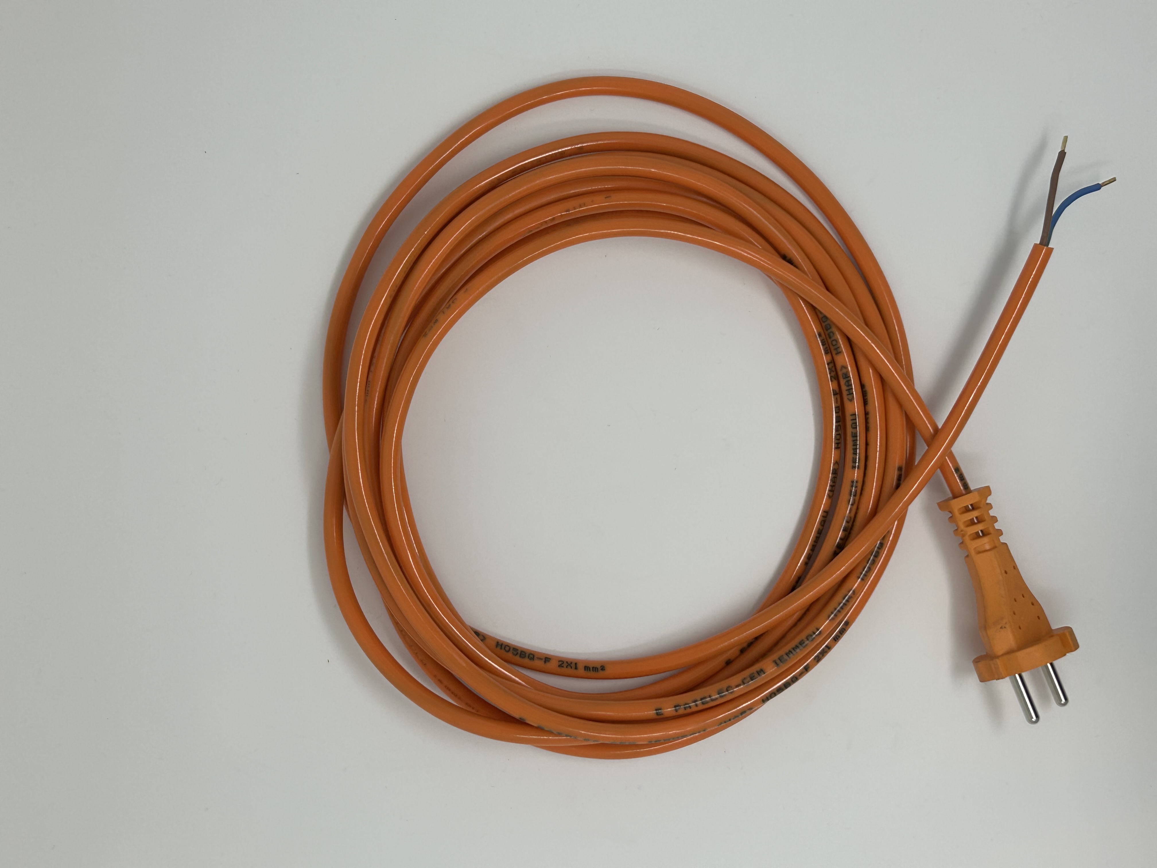 Netzleitung G-PUR 2x1,0 H05 BQ-F orange 5,0m mit Zentralkonturenstecker besonders abriebfest