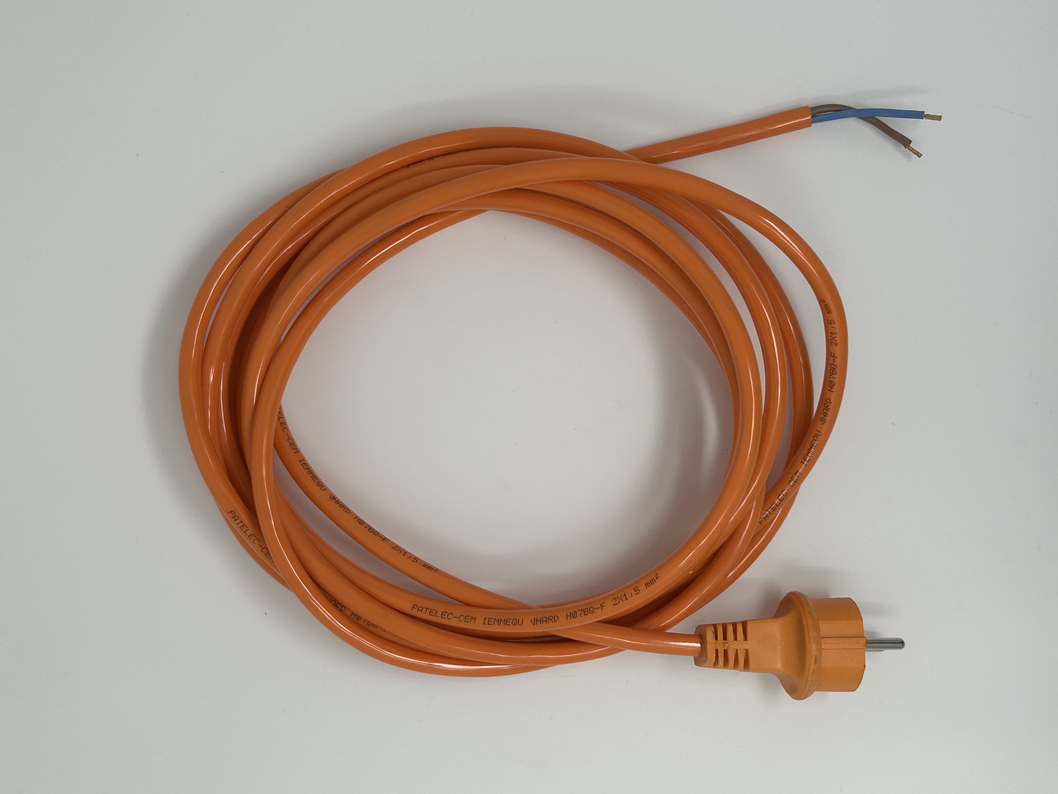 Netzleitung G-PUR 2x1,5 H07 BQ-F orange 5,0m mit Zentralkonturenstecker besonders abriebfest